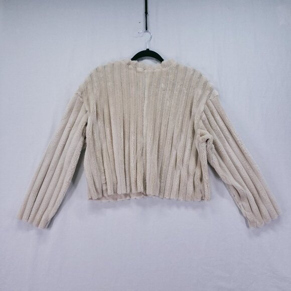 Zara Super Soft Ribbed Cropped Preppy Sweater Beige Pullover Top Size S - Picture 10 of 11